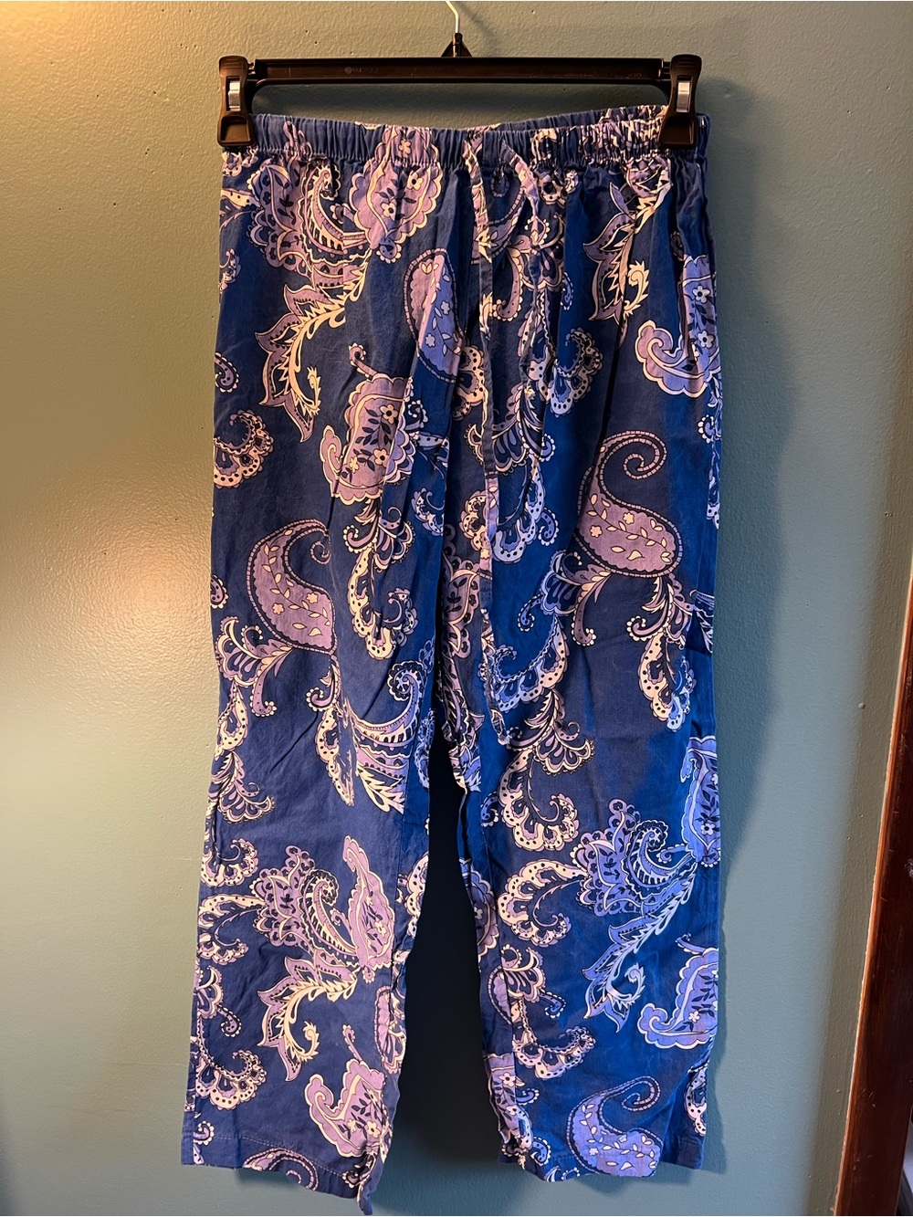 Collections Blue White Paisley Pajama Bottoms Medium NWOT